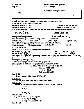 Kiểm tra 45 phút (bài số 3 ) Môn Hóa học 8